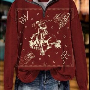 Burgundy Red Rodeo Graphic Quarter-Zip Pullover